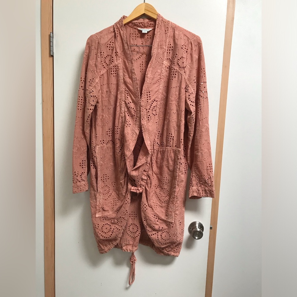 Sundance Catalog Orange Eyelet Moonlight Jacket Size Large $148